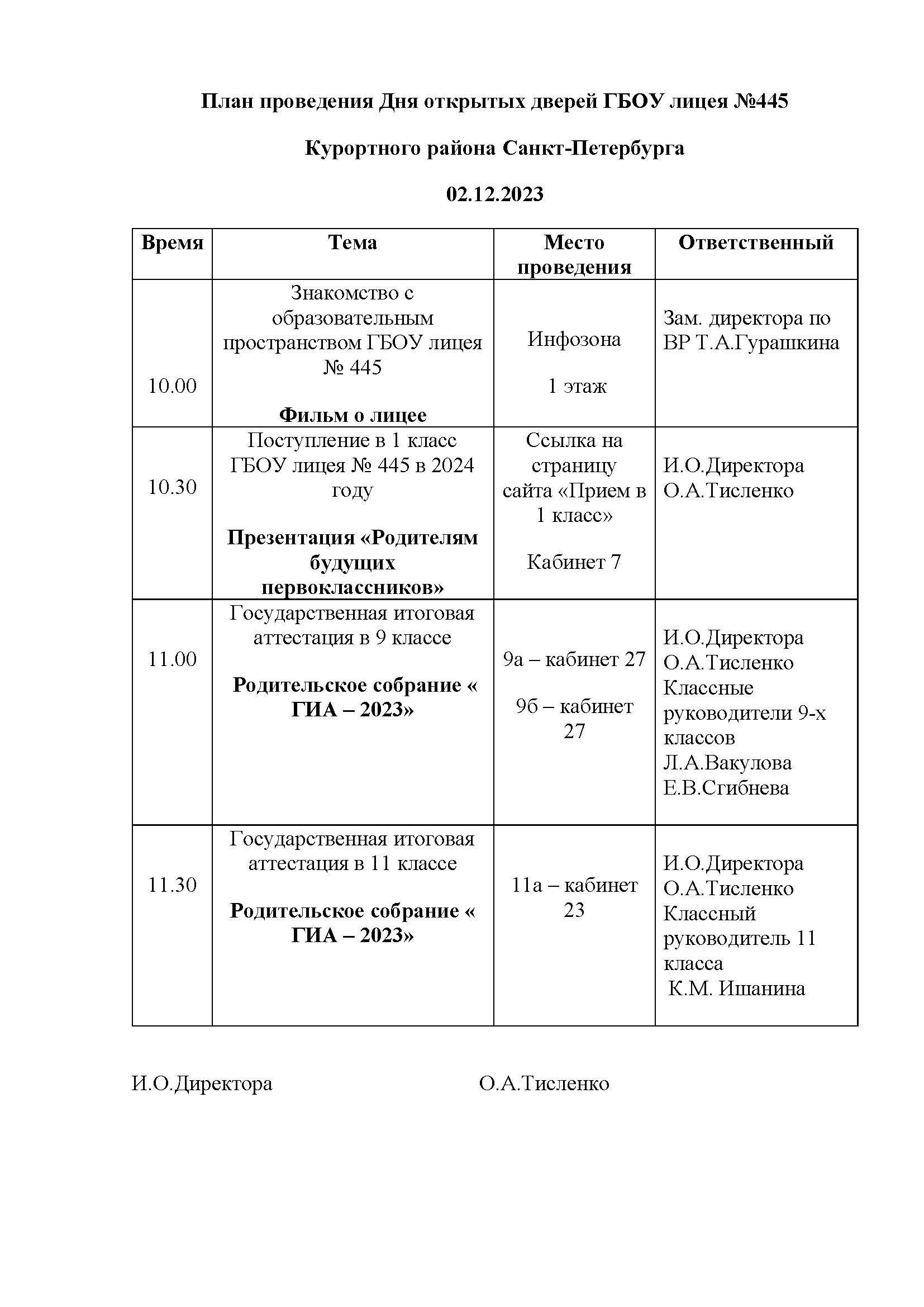 День открытых дверей