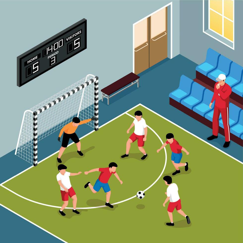 isometric school gym illustration vector